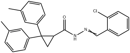 N'-(2-chlorobenzylidene)-2,2-bis(3-methylphenyl)cyclopropanecarbohydrazide Struktur