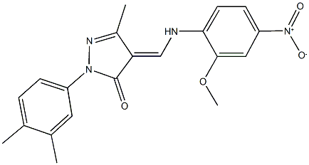 2-(3,4-dimethylphenyl)-4-({4-nitro-2-methoxyanilino}methylene)-5-methyl-2,4-dihydro-3H-pyrazol-3-one Struktur