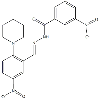 3-nitro-N'-[5-nitro-2-(1-piperidinyl)benzylidene]benzohydrazide Struktur