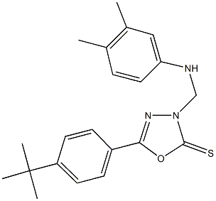 5-(4-tert-butylphenyl)-3-[(3,4-dimethylanilino)methyl]-1,3,4-oxadiazole-2(3H)-thione Struktur