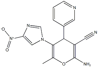 2-amino-5-{4-nitro-1H-imidazol-1-yl}-6-methyl-4-pyridin-3-yl-4H-pyran-3-carbonitrile Struktur