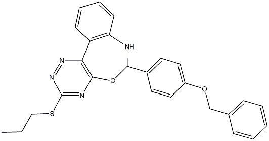 6-[4-(benzyloxy)phenyl]-3-(propylsulfanyl)-6,7-dihydro[1,2,4]triazino[5,6-d][3,1]benzoxazepine Struktur