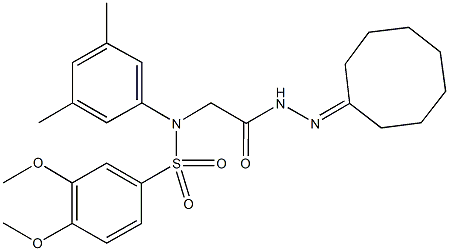 N-[2-(2-cyclooctylidenehydrazino)-2-oxoethyl]-N-(3,5-dimethylphenyl)-3,4-dimethoxybenzenesulfonamide Struktur