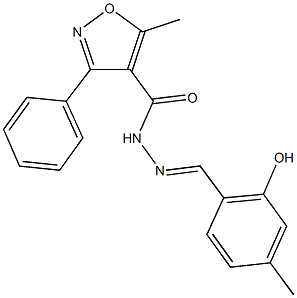 N'-(2-hydroxy-4-methylbenzylidene)-5-methyl-3-phenyl-4-isoxazolecarbohydrazide Struktur