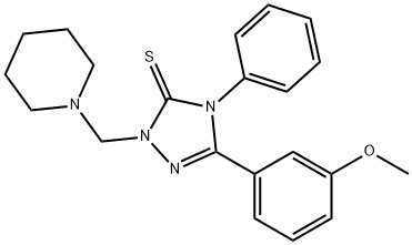 5-(3-methoxyphenyl)-4-phenyl-2-(1-piperidinylmethyl)-2,4-dihydro-3H-1,2,4-triazole-3-thione Struktur