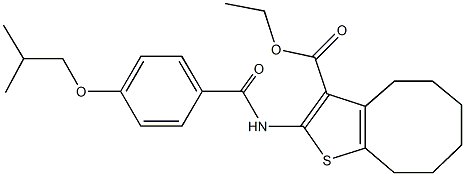 ethyl 2-[(4-isobutoxybenzoyl)amino]-4,5,6,7,8,9-hexahydrocycloocta[b]thiophene-3-carboxylate Struktur