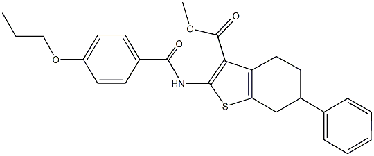 methyl 6-phenyl-2-[(4-propoxybenzoyl)amino]-4,5,6,7-tetrahydro-1-benzothiophene-3-carboxylate Struktur