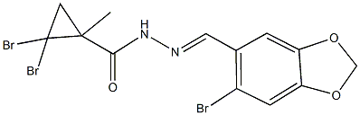 2,2-dibromo-N'-[(6-bromo-1,3-benzodioxol-5-yl)methylene]-1-methylcyclopropanecarbohydrazide Struktur