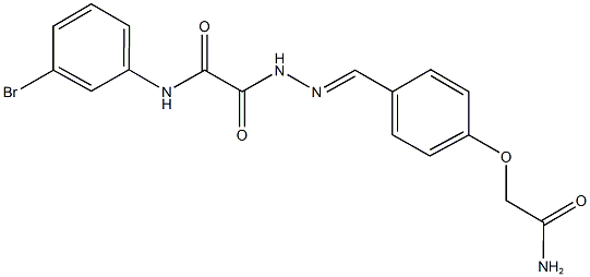 2-{2-[4-(2-amino-2-oxoethoxy)benzylidene]hydrazino}-N-(3-bromophenyl)-2-oxoacetamide Struktur