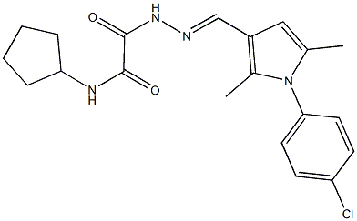 2-(2-{[1-(4-chlorophenyl)-2,5-dimethyl-1H-pyrrol-3-yl]methylene}hydrazino)-N-cyclopentyl-2-oxoacetamide Struktur