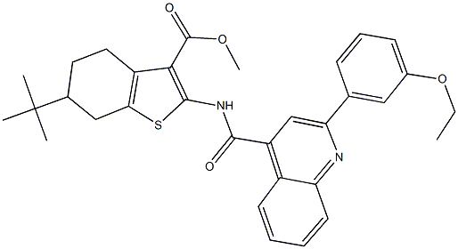 methyl 6-tert-butyl-2-({[2-(3-ethoxyphenyl)-4-quinolinyl]carbonyl}amino)-4,5,6,7-tetrahydro-1-benzothiophene-3-carboxylate Struktur