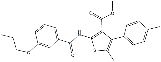 methyl 5-methyl-4-(4-methylphenyl)-2-[(3-propoxybenzoyl)amino]thiophene-3-carboxylate Struktur