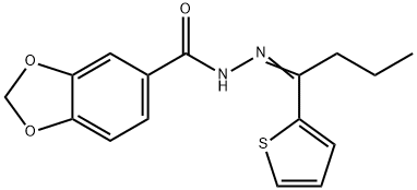 N'-[1-(2-thienyl)butylidene]-1,3-benzodioxole-5-carbohydrazide Struktur