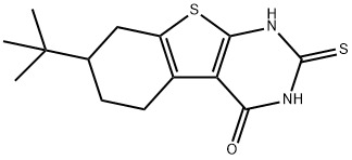 7-tert-butyl-2-sulfanyl-5,6,7,8-tetrahydro[1]benzothieno[2,3-d]pyrimidin-4(3H)-one Struktur