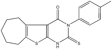 3-(4-methylphenyl)-2-thioxo-1,2,3,5,6,7,8,9-octahydro-4H-cyclohepta[4,5]thieno[2,3-d]pyrimidin-4-one Struktur