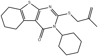 3-cyclohexyl-2-[(2-methyl-2-propenyl)sulfanyl]-5,6,7,8-tetrahydro[1]benzothieno[2,3-d]pyrimidin-4(3H)-one Struktur