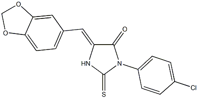 5-(1,3-benzodioxol-5-ylmethylene)-3-(4-chlorophenyl)-2-thioxo-4-imidazolidinone Struktur