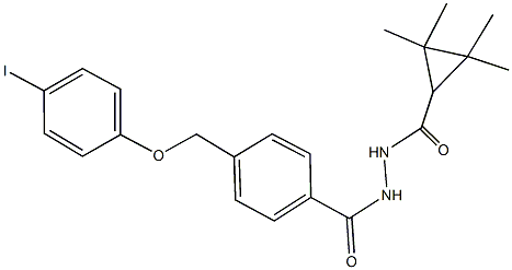 N'-{4-[(4-iodophenoxy)methyl]benzoyl}-2,2,3,3-tetramethylcyclopropanecarbohydrazide Struktur