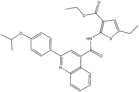 ethyl 5-ethyl-2-({[2-(4-isopropoxyphenyl)quinolin-4-yl]carbonyl}amino)thiophene-3-carboxylate Struktur