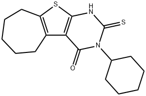 3-cyclohexyl-2-thioxo-1,2,3,5,6,7,8,9-octahydro-4H-cyclohepta[4,5]thieno[2,3-d]pyrimidin-4-one Struktur