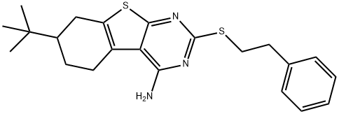 7-tert-butyl-2-[(2-phenylethyl)sulfanyl]-5,6,7,8-tetrahydro[1]benzothieno[2,3-d]pyrimidin-4-amine Struktur