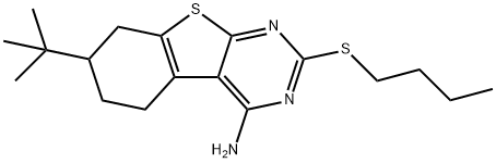 7-tert-butyl-2-(butylsulfanyl)-5,6,7,8-tetrahydro[1]benzothieno[2,3-d]pyrimidin-4-amine Struktur