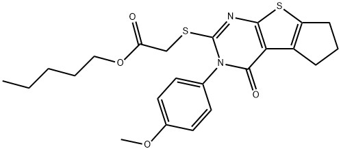 pentyl {[3-(4-methoxyphenyl)-4-oxo-3,5,6,7-tetrahydro-4H-cyclopenta[4,5]thieno[2,3-d]pyrimidin-2-yl]sulfanyl}acetate Struktur