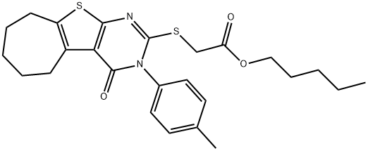 pentyl {[3-(4-methylphenyl)-4-oxo-3,5,6,7,8,9-hexahydro-4H-cyclohepta[4,5]thieno[2,3-d]pyrimidin-2-yl]sulfanyl}acetate Struktur