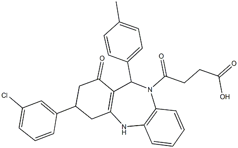 4-[3-(3-chlorophenyl)-11-(4-methylphenyl)-1-oxo-1,2,3,4,5,11-hexahydro-10H-dibenzo[b,e][1,4]diazepin-10-yl]-4-oxobutanoic acid Struktur