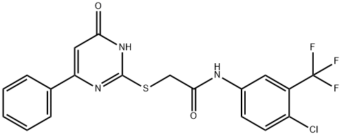 N-[4-chloro-3-(trifluoromethyl)phenyl]-2-[(6-oxo-4-phenyl-1,6-dihydro-2-pyrimidinyl)sulfanyl]acetamide Struktur