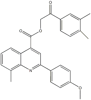 2-(3,4-dimethylphenyl)-2-oxoethyl 2-(4-methoxyphenyl)-8-methyl-4-quinolinecarboxylate Struktur