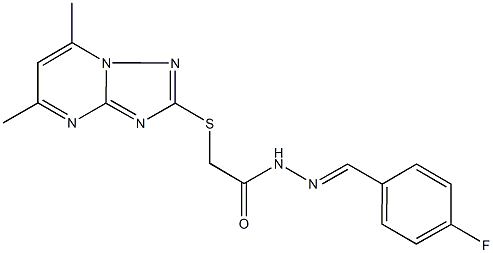 2-[(5,7-dimethyl[1,2,4]triazolo[1,5-a]pyrimidin-2-yl)sulfanyl]-N'-(4-fluorobenzylidene)acetohydrazide Struktur