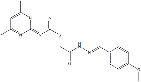 2-[(5,7-dimethyl[1,2,4]triazolo[1,5-a]pyrimidin-2-yl)sulfanyl]-N'-(4-methoxybenzylidene)acetohydrazide Struktur