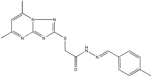 2-[(5,7-dimethyl[1,2,4]triazolo[1,5-a]pyrimidin-2-yl)sulfanyl]-N'-(4-methylbenzylidene)acetohydrazide Struktur