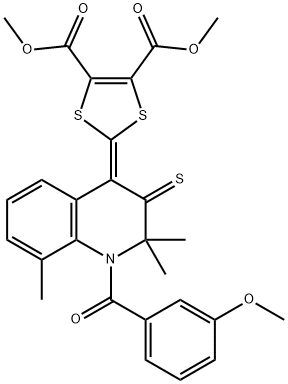 dimethyl 2-(1-(3-methoxybenzoyl)-2,2,8-trimethyl-3-thioxo-2,3-dihydro-4(1H)-quinolinylidene)-1,3-dithiole-4,5-dicarboxylate Struktur