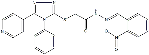 N'-{2-nitrobenzylidene}-2-{[4-phenyl-5-(4-pyridinyl)-4H-1,2,4-triazol-3-yl]sulfanyl}acetohydrazide Struktur