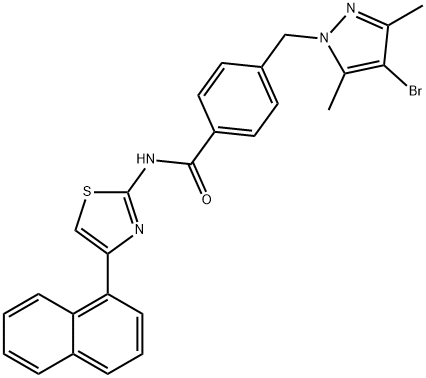 4-[(4-bromo-3,5-dimethyl-1H-pyrazol-1-yl)methyl]-N-[4-(1-naphthyl)-1,3-thiazol-2-yl]benzamide Struktur