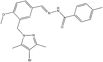 N'-{3-[(4-bromo-3,5-dimethyl-1H-pyrazol-1-yl)methyl]-4-methoxybenzylidene}-4-methylbenzohydrazide Struktur