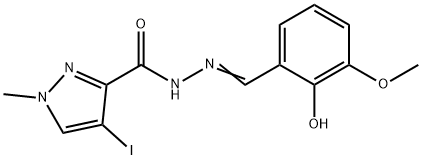 N'-(2-hydroxy-3-methoxybenzylidene)-4-iodo-1-methyl-1H-pyrazole-3-carbohydrazide Struktur