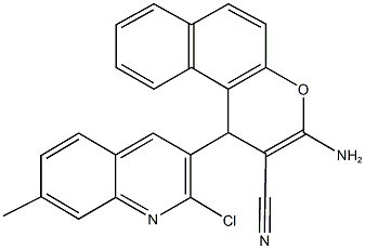 3-amino-1-(2-chloro-7-methyl-3-quinolinyl)-1H-benzo[f]chromene-2-carbonitrile Struktur