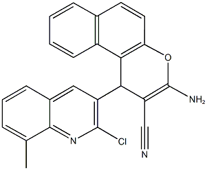 3-amino-1-(2-chloro-8-methyl-3-quinolinyl)-1H-benzo[f]chromene-2-carbonitrile Struktur