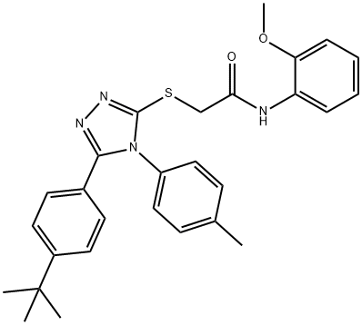 2-{[5-(4-tert-butylphenyl)-4-(4-methylphenyl)-4H-1,2,4-triazol-3-yl]sulfanyl}-N-(2-methoxyphenyl)acetamide Struktur