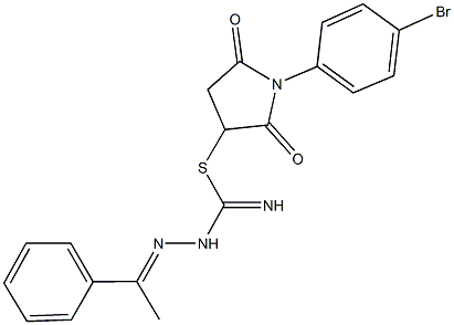 1-(4-bromophenyl)-2,5-dioxo-3-pyrrolidinyl 2-(1-phenylethylidene)hydrazinecarbimidothioate Struktur