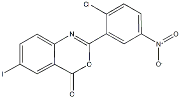 2-{2-chloro-5-nitrophenyl}-6-iodo-4H-3,1-benzoxazin-4-one Struktur