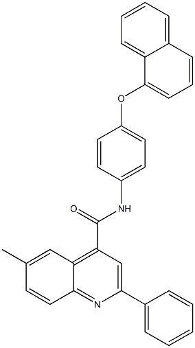 6-methyl-N-[4-(1-naphthyloxy)phenyl]-2-phenyl-4-quinolinecarboxamide Struktur