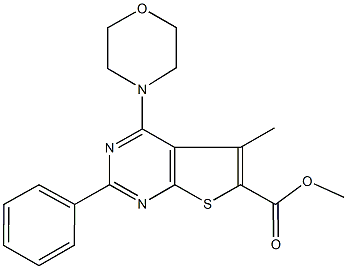 methyl 5-methyl-4-(4-morpholinyl)-2-phenylthieno[2,3-d]pyrimidine-6-carboxylate Struktur