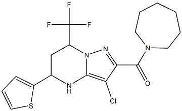 2-(1-azepanylcarbonyl)-3-chloro-5-(2-thienyl)-7-(trifluoromethyl)-4,5,6,7-tetrahydropyrazolo[1,5-a]pyrimidine Struktur