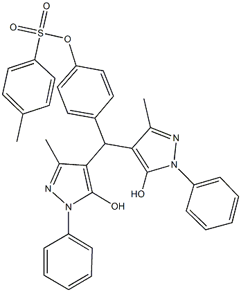 4-[bis(5-hydroxy-3-methyl-1-phenyl-1H-pyrazol-4-yl)methyl]phenyl 4-methylbenzenesulfonate Struktur