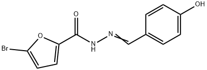 5-bromo-N'-(4-hydroxybenzylidene)-2-furohydrazide Struktur