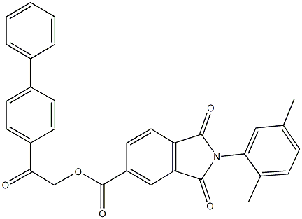 2-[1,1'-biphenyl]-4-yl-2-oxoethyl 2-(2,5-dimethylphenyl)-1,3-dioxo-5-isoindolinecarboxylate Struktur